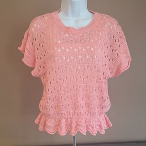 BiBi Pink Flutter Sleeve Blouse with Ruffled Boxy Style